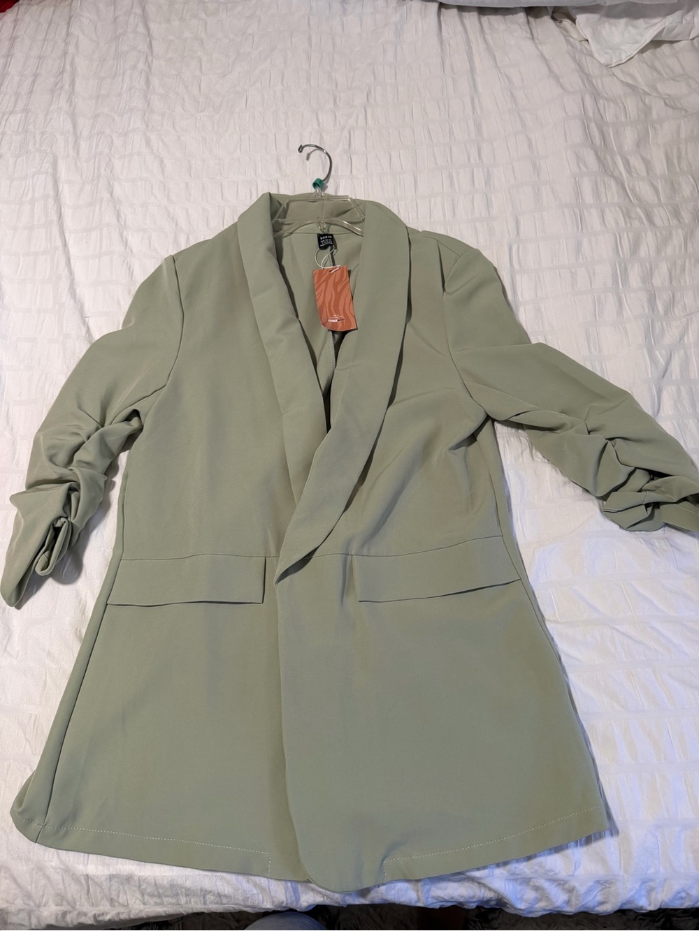 SHEIN Light Sage Green Long Blazer Jacket